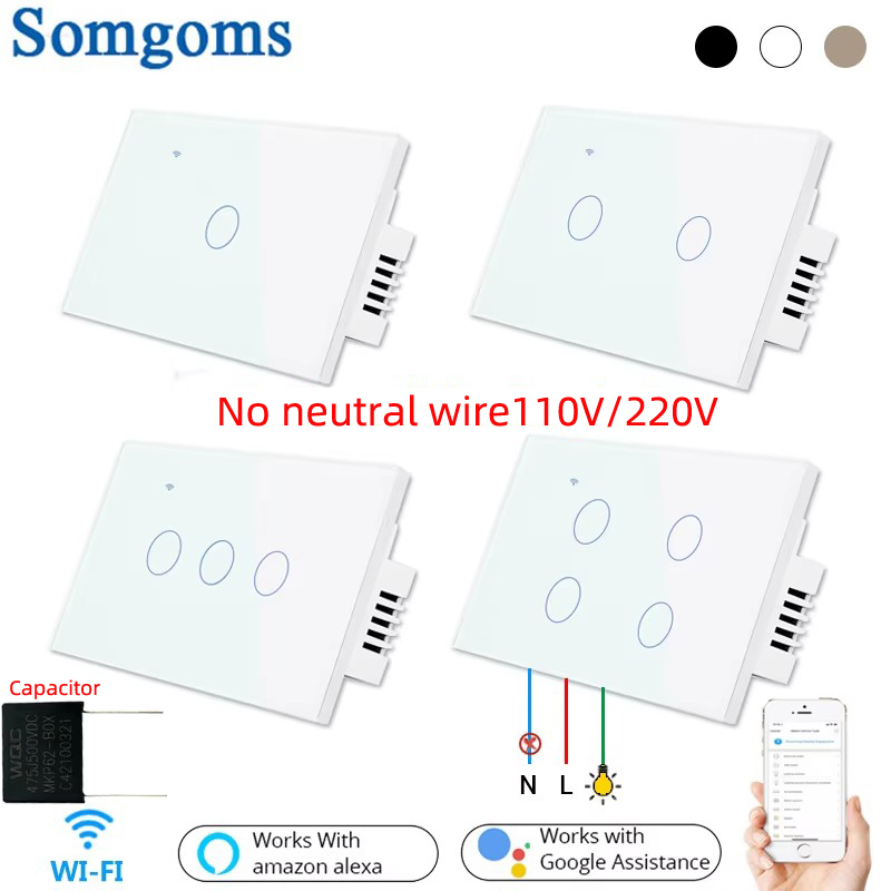 Tuya 4 Channel - Somgoms-interruptor de luz de pared táctil