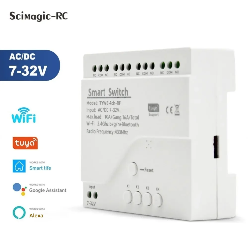Tuya Smart WiFi 7-32V 85-250V  - Tuya 4 Channel reseña y precio